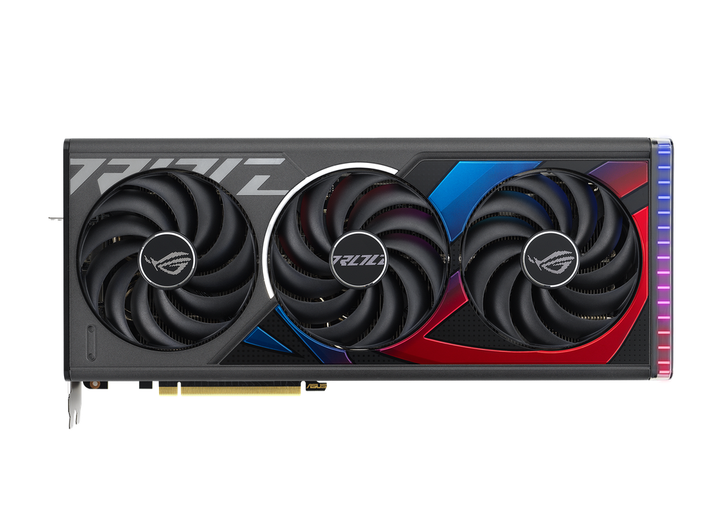 Front side of the ROG Strix GeForce RTX 4070TI graphics card